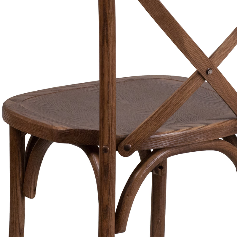 SINGLEWAVE Series Stackable Pecan Wood Cross Back Chair