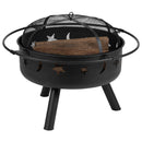 29" Round Wood Burning Firepit with Mesh Spark Screen