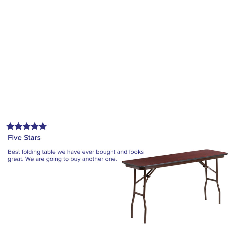 5-Foot Mahogany Melamine Laminate Folding Training Table