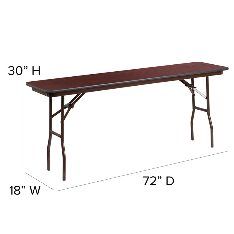 6-Foot Mahogany Melamine Laminate Folding Training Table