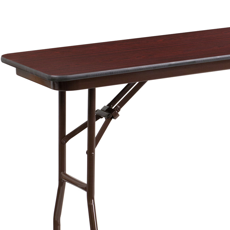 6-Foot Mahogany Melamine Laminate Folding Training Table