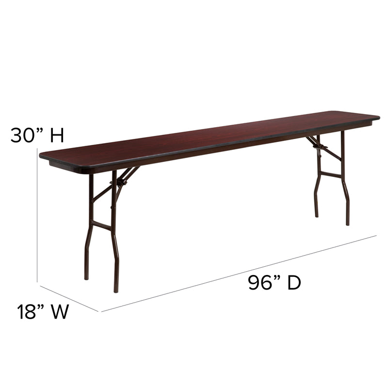 8-Foot Mahogany Melamine Laminate Folding Training Table