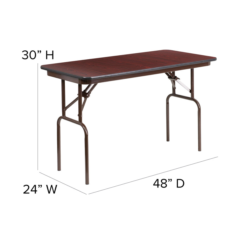 4-Foot Mahogany Melamine Laminate Folding Banquet Table