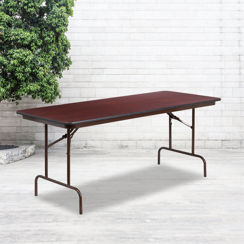 6-Foot High Pressure Mahogany Laminate Folding Banquet Table