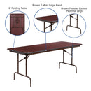 6-Foot Mahogany Melamine Laminate Folding Banquet Table