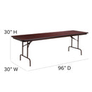 8-Foot Mahogany Melamine Laminate Folding Banquet Table