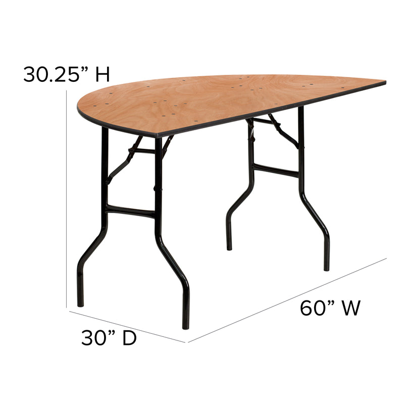 5-Foot Half-Round Wood Folding Banquet Table