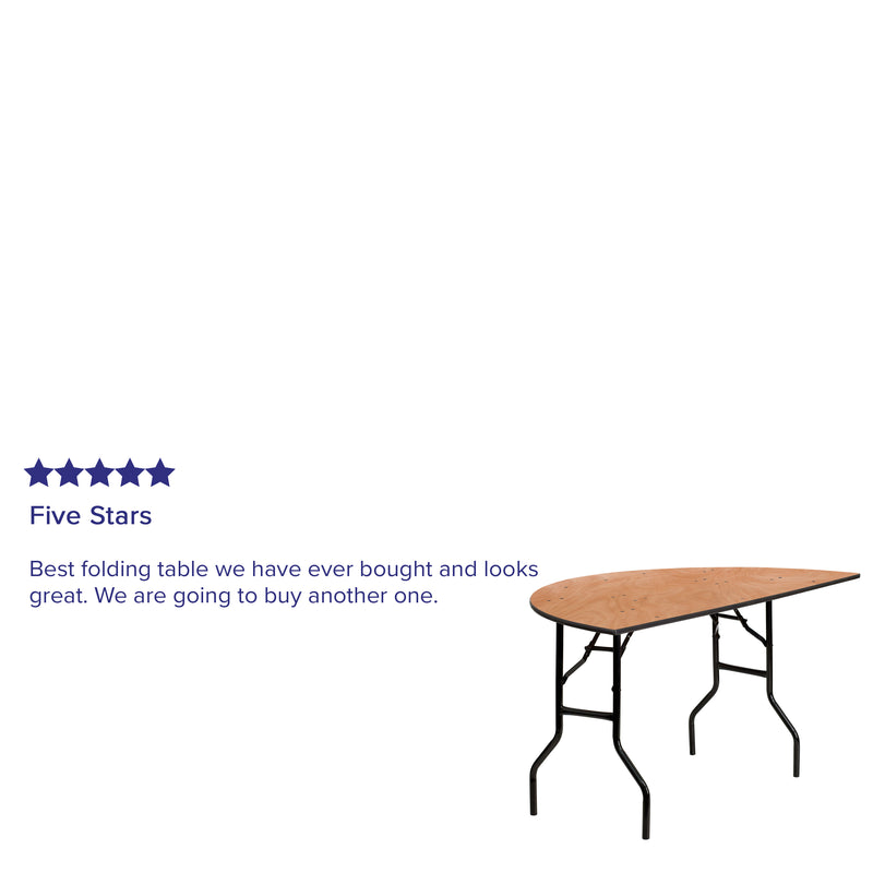 5-Foot Half-Round Wood Folding Banquet Table