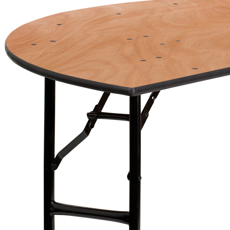 5-Foot Half-Round Wood Folding Banquet Table