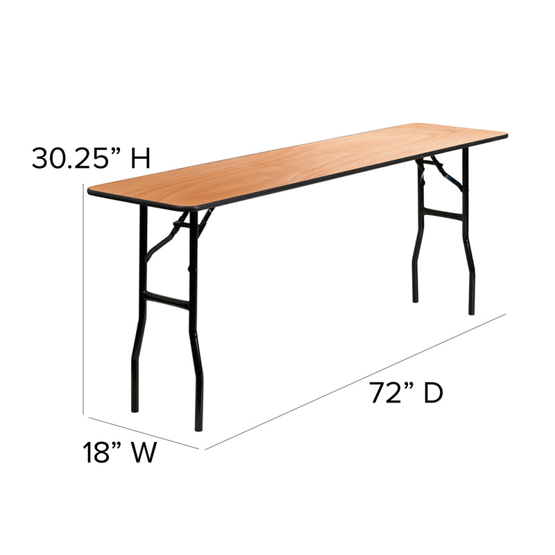 6-Foot Rectangular Wood Folding Training / Seminar Table with Smooth Clear Coated Finished Top