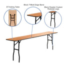 8-Foot Rectangular Wood Folding Training / Seminar Table with Smooth Clear Coated Finished Top