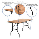 5-Foot Rectangular Wood Folding Banquet Table with Clear Coated Finished Top