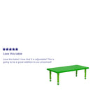 24''W x 48''L Rectangular Green Plastic Height Adjustable Activity Table