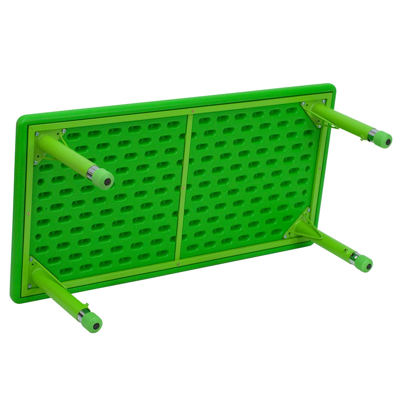 24''W x 48''L Rectangular Green Plastic Height Adjustable Activity Table