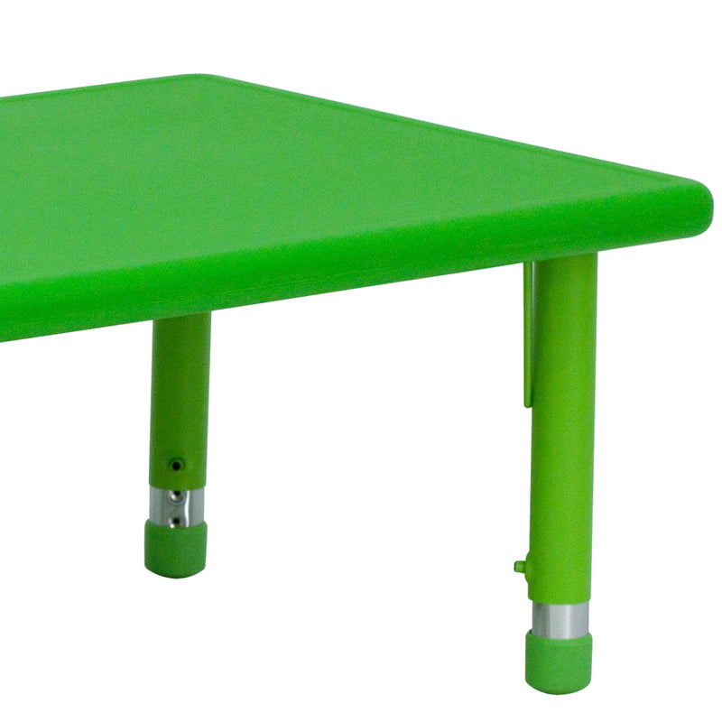 24''W x 48''L Rectangular Green Plastic Height Adjustable Activity Table