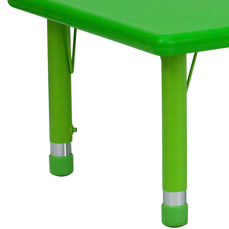 24''W x 48''L Rectangular Green Plastic Height Adjustable Activity Table