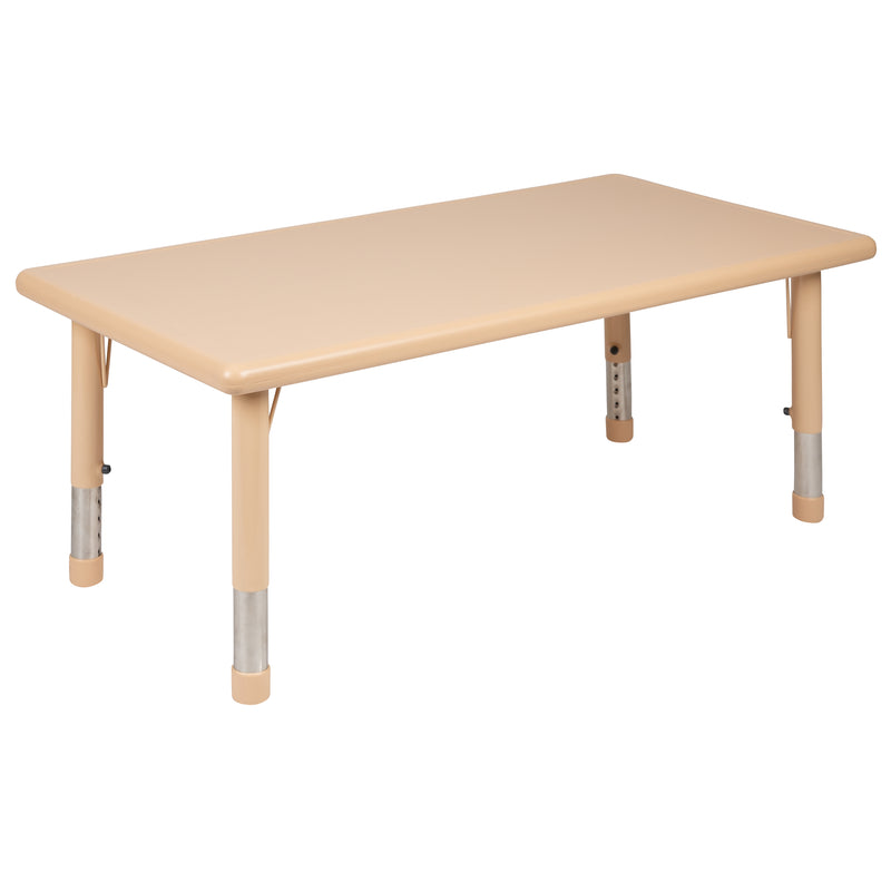 24"W x 48"L Rectangular Natural Plastic Height Adjustable Activity Table