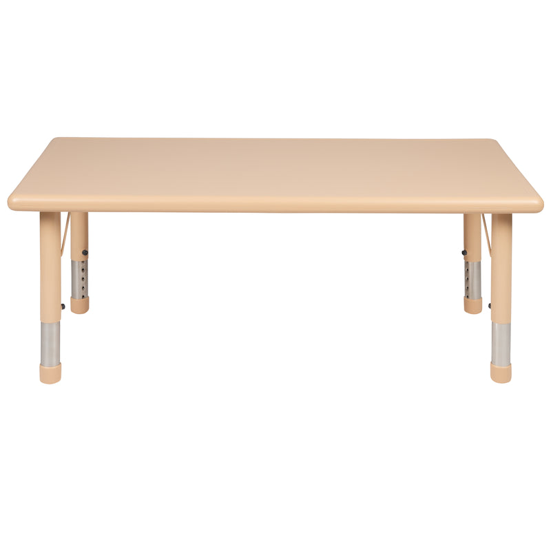 24"W x 48"L Rectangular Natural Plastic Height Adjustable Activity Table