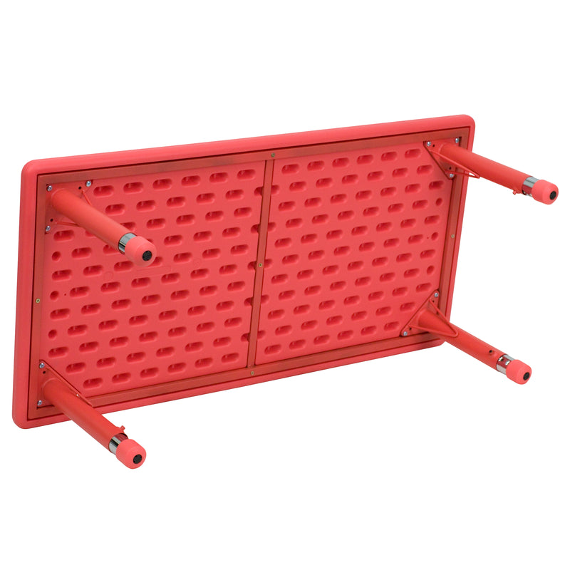 24''W x 48''L Rectangular Red Plastic Height Adjustable Activity Table