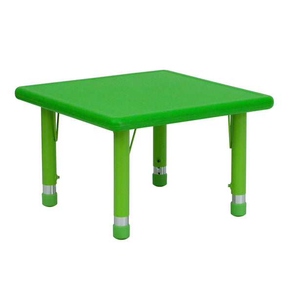 24'' Square Green Plastic Height Adjustable Activity Table