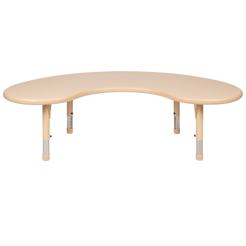 35"W x 65"L Half-Moon Natural Plastic Height Adjustable Activity Table