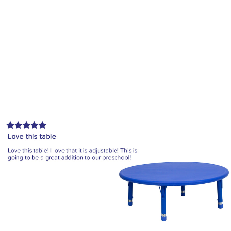 45'' Round Blue Plastic Height Adjustable Activity Table