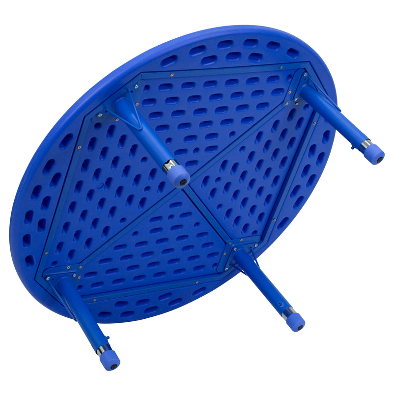 45'' Round Blue Plastic Height Adjustable Activity Table