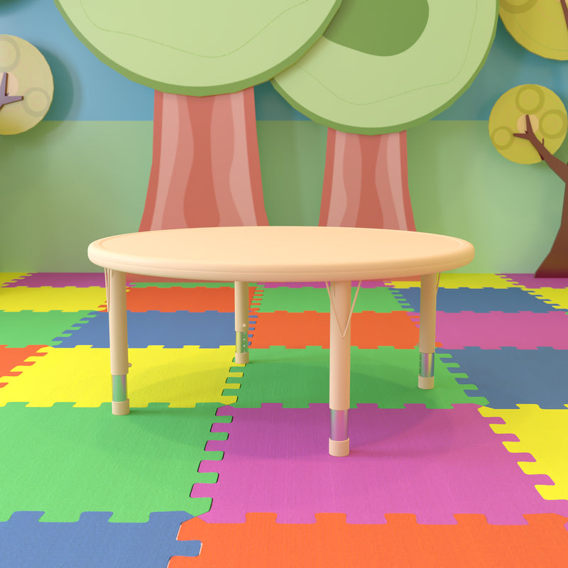 45" Round Natural Plastic Height Adjustable Activity Table