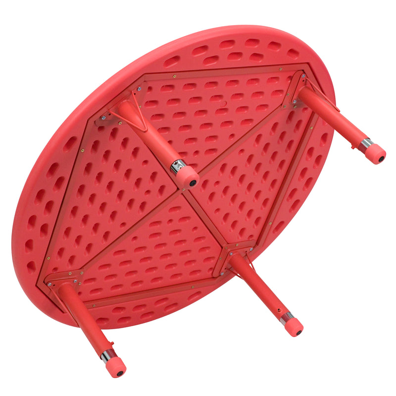 45'' Round Red Plastic Height Adjustable Activity Table