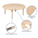 45" Round Natural Plastic Height Adjustable Activity Table Set with 2 Chairs
