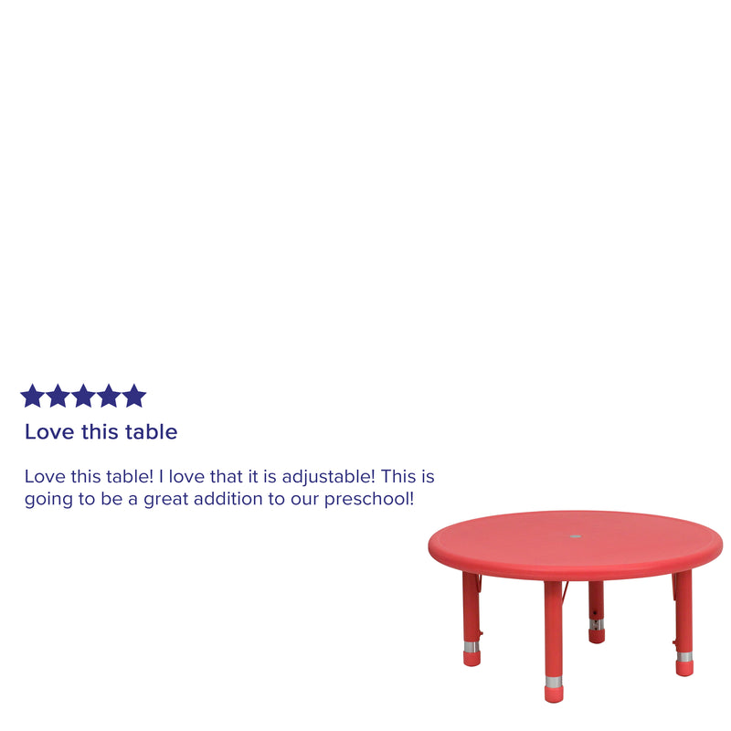 33'' Round Red Plastic Height Adjustable Activity Table