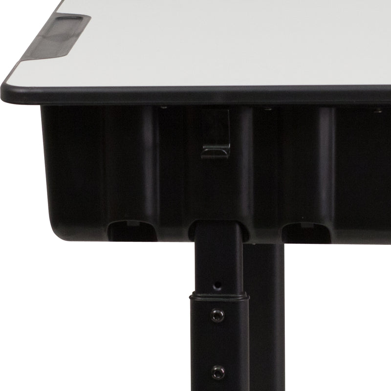 Student Desk with Grey Top and Adjustable Height Black Pedestal Frame