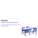 23.625''W x 47.25''L Rectangular Blue Plastic Height Adjustable Activity Table Set with 4 Chairs