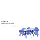 23.625''W x 47.25''L Rectangular Blue Plastic Height Adjustable Activity Table Set with 6 Chairs