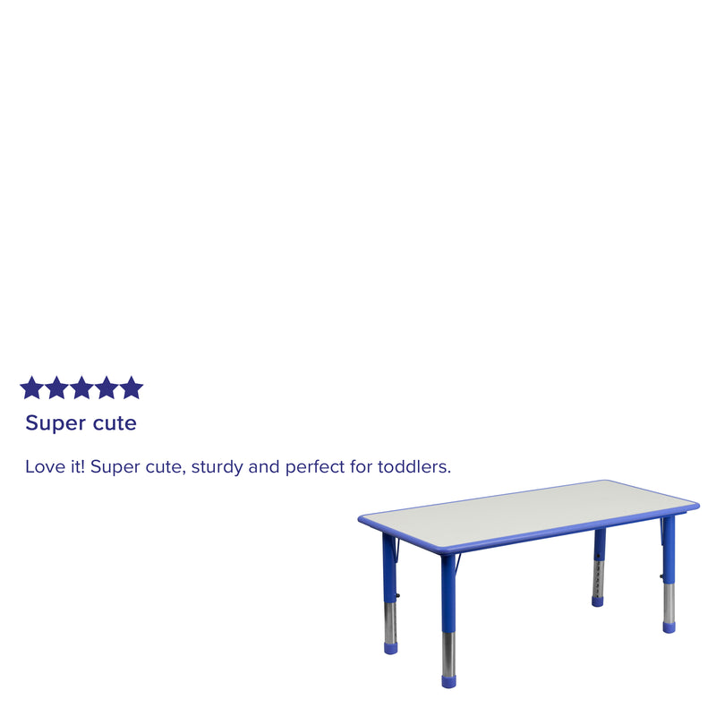 23.625''W x 47.25''L Rectangular Blue Plastic Height Adjustable Activity Table with Grey Top