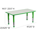 23.625''W x 47.25''L Rectangular Green Plastic Height Adjustable Activity Table with Grey Top