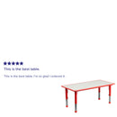 23.625''W x 47.25''L Rectangular Red Plastic Height Adjustable Activity Table with Grey Top