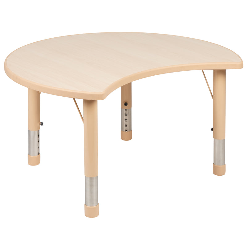 25.125"W x 35.5"L Crescent Natural Plastic Height Adjustable Activity Table Set with 2 Chairs