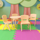 25.125"W x 35.5"L Crescent Natural Plastic Height Adjustable Activity Table Set with 4 Chairs