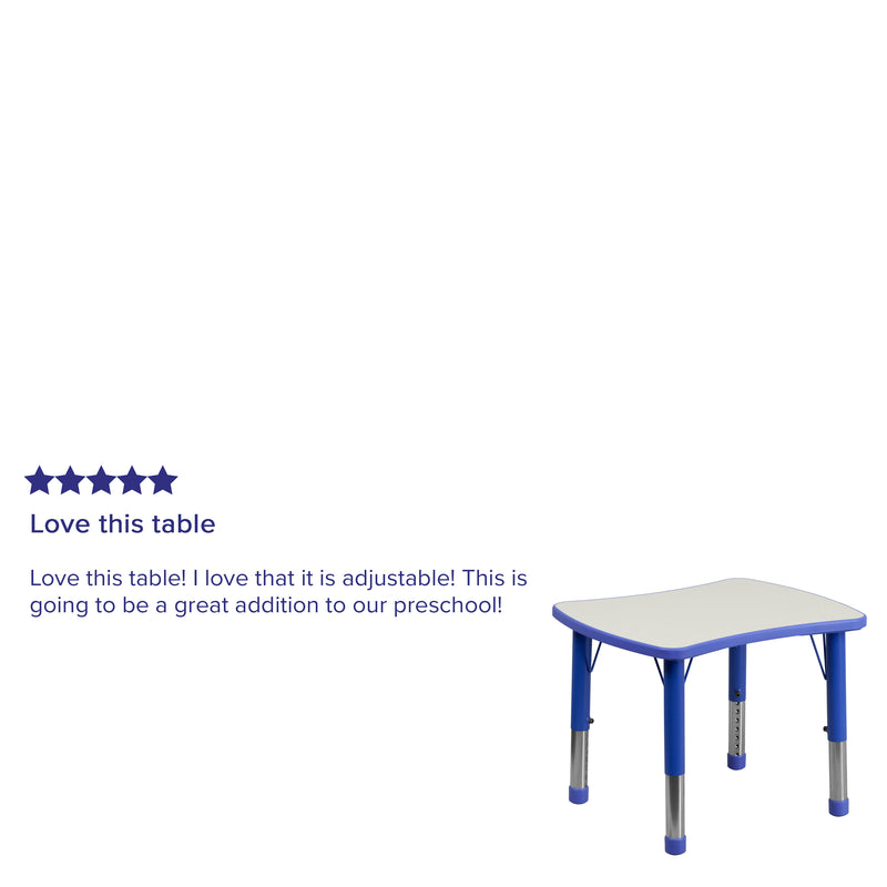 21.875''W x 26.625''L Rectangular Blue Plastic Height Adjustable Activity Table with Grey Top