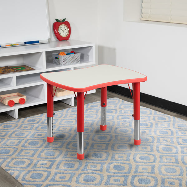 21.875''W x 26.625''L Rectangular Red Plastic Height Adjustable Activity Table with Grey Top