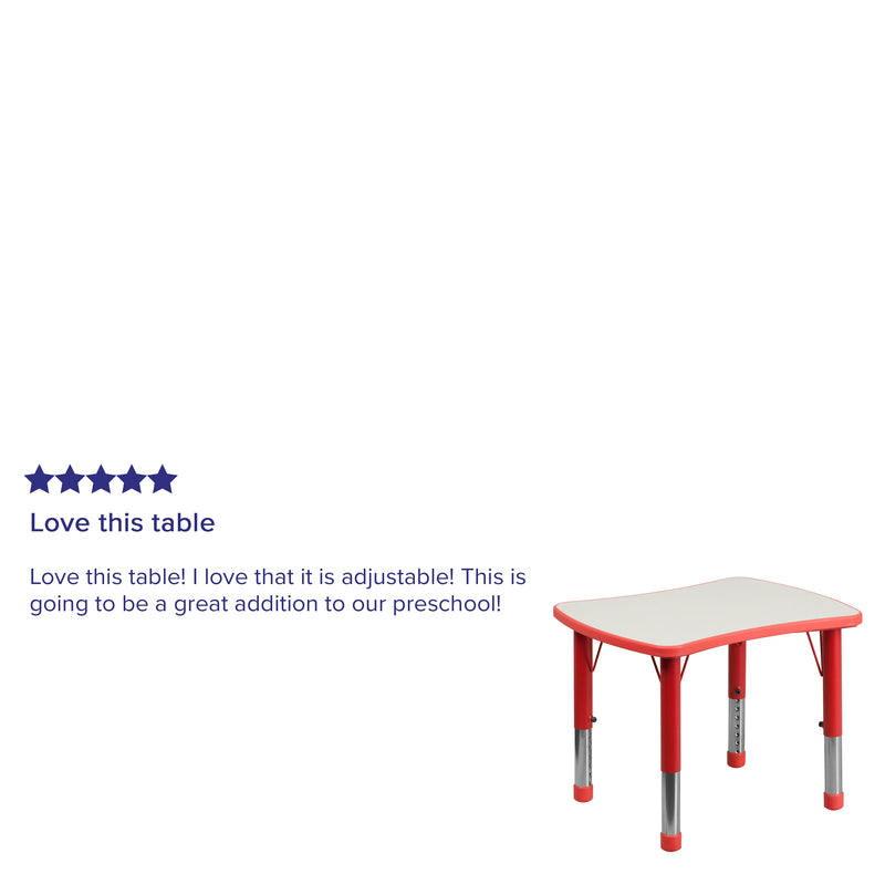 21.875''W x 26.625''L Rectangular Red Plastic Height Adjustable Activity Table with Grey Top