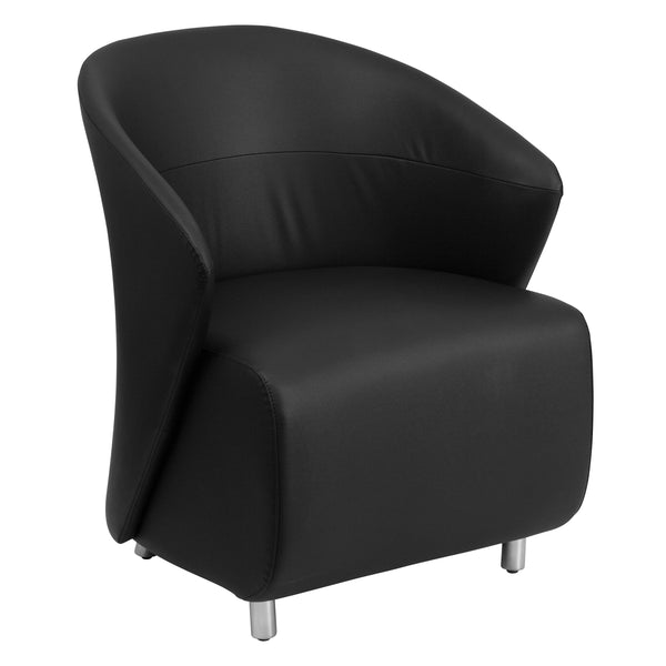 Black LeatherSoft Curved Barrel Back Lounge Chair