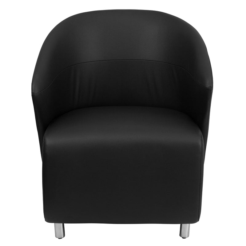 Black LeatherSoft Curved Barrel Back Lounge Chair