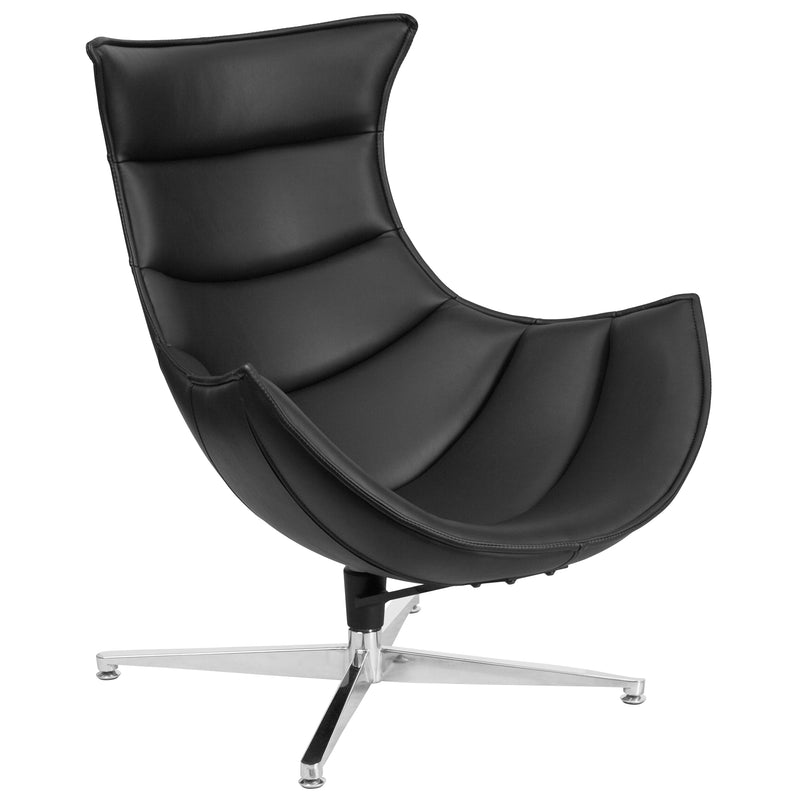 Black LeatherSoft Swivel Cocoon Chair