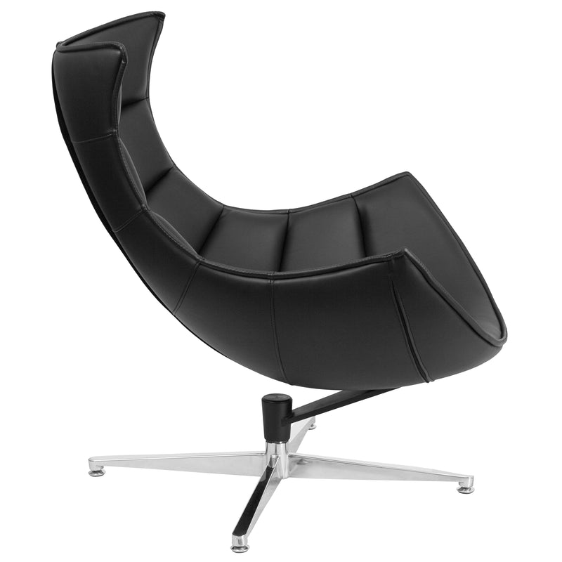 Black LeatherSoft Swivel Cocoon Chair