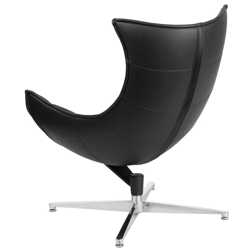 Black LeatherSoft Swivel Cocoon Chair