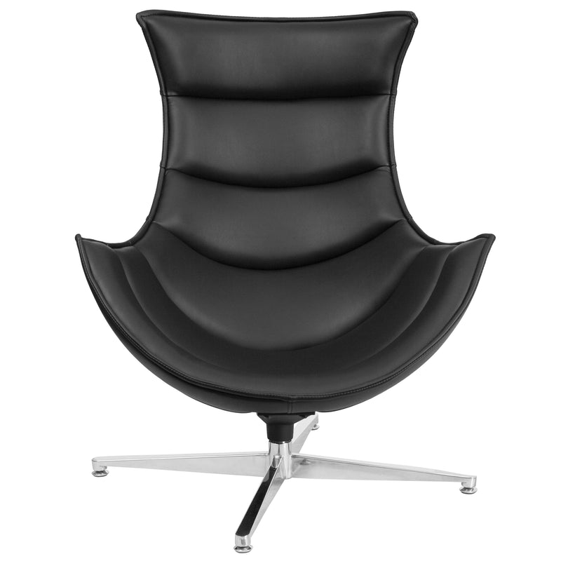 Black LeatherSoft Swivel Cocoon Chair