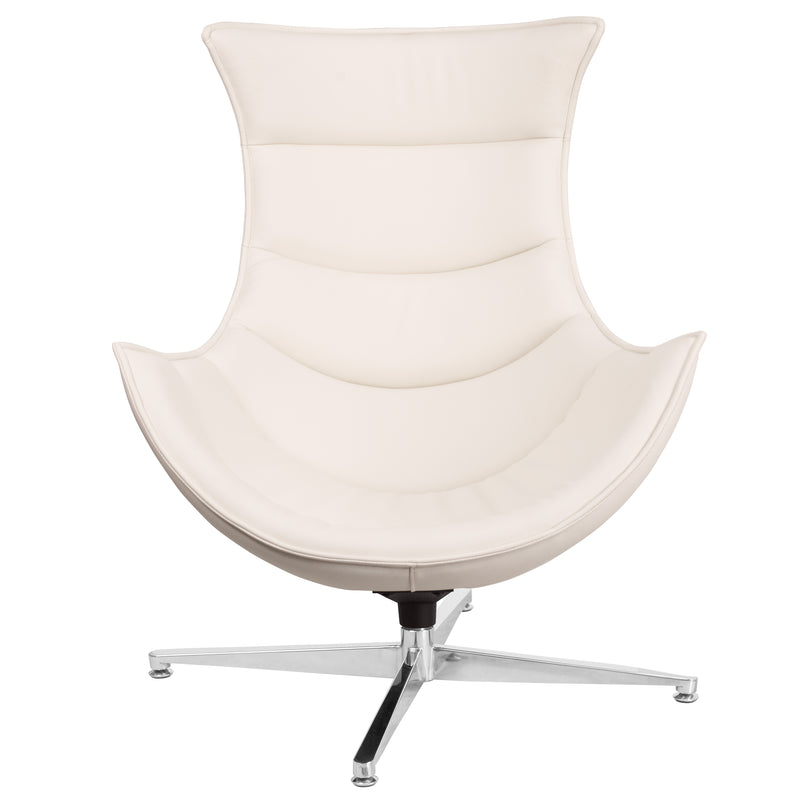 Creamy White LeatherSoft Swivel Cocoon Chair