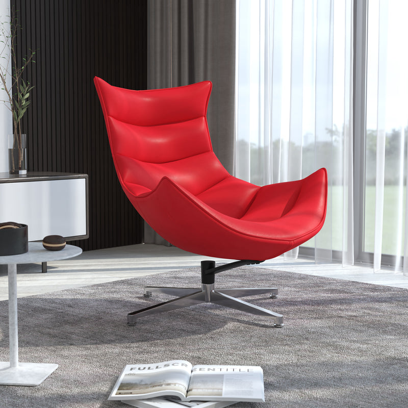 Red LeatherSoft Swivel Cocoon Chair